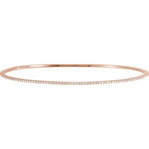 14K Rose Gold 1 CTW Natural Diamond Stackable Bangle 8" Bracelet