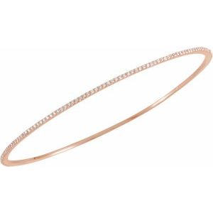 14K Rose Gold 1 CTW Lab-Grown Diamond Stackable Bangle 8" Bracelet – image 2