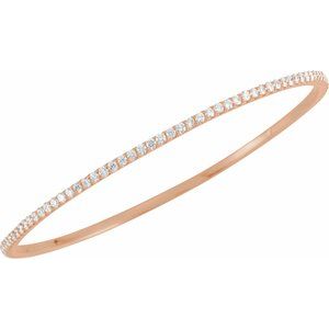 14K Rose Gold 5 CTW Lab-Grown Diamond Stackable Bangle 8" Bracelet