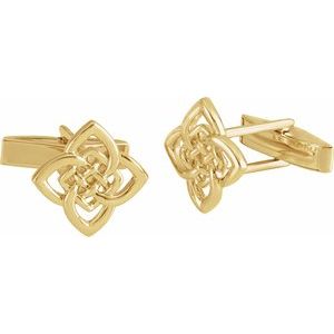14K Yellow Gold 16.2x12.2 mm Celtic-Inspired Cuff Links