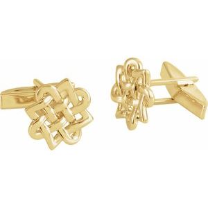 14K Yellow Gold 16x16 mm Celtic-Inspired Cuff Links