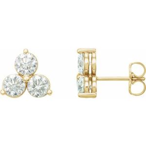14K Yellow Gold 1/4 CTW Natural Diamond Three-Stone Earrings