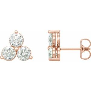 14K Rose Gold 1/4 CTW Natural Diamond Three-Stone Earrings