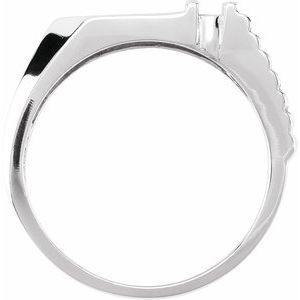 14K White Gold 1/5 CTW Natural Diamond 10.5x10 mm Geometric Signet Ring