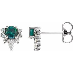 14K White Gold Lab-Grown Alexandrite & 1/6 CTW Natural Diamond Earrings