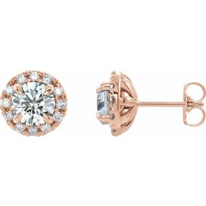 14K Rose Gold 1 1/5 CTW Natural Diamond Halo-Style Earrings