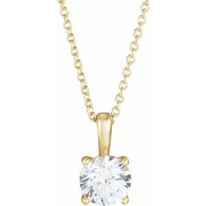 14K Yellow Gold 3/4 CT Natural Diamond 16-18" Necklace