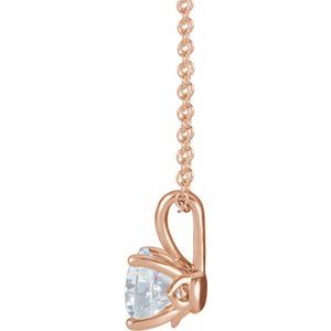 14K Rose Gold 5 mm Natural White Sapphire 16-18" Necklace