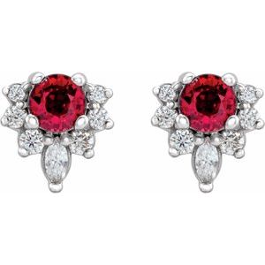 Platinum Natural Ruby & 1/6 CTW Natural Diamond Earrings – image 2