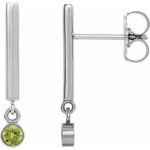 Sterling Silver Natural Peridot Bar Earrings