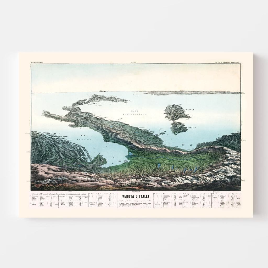 Vintage Map of Italy 1853