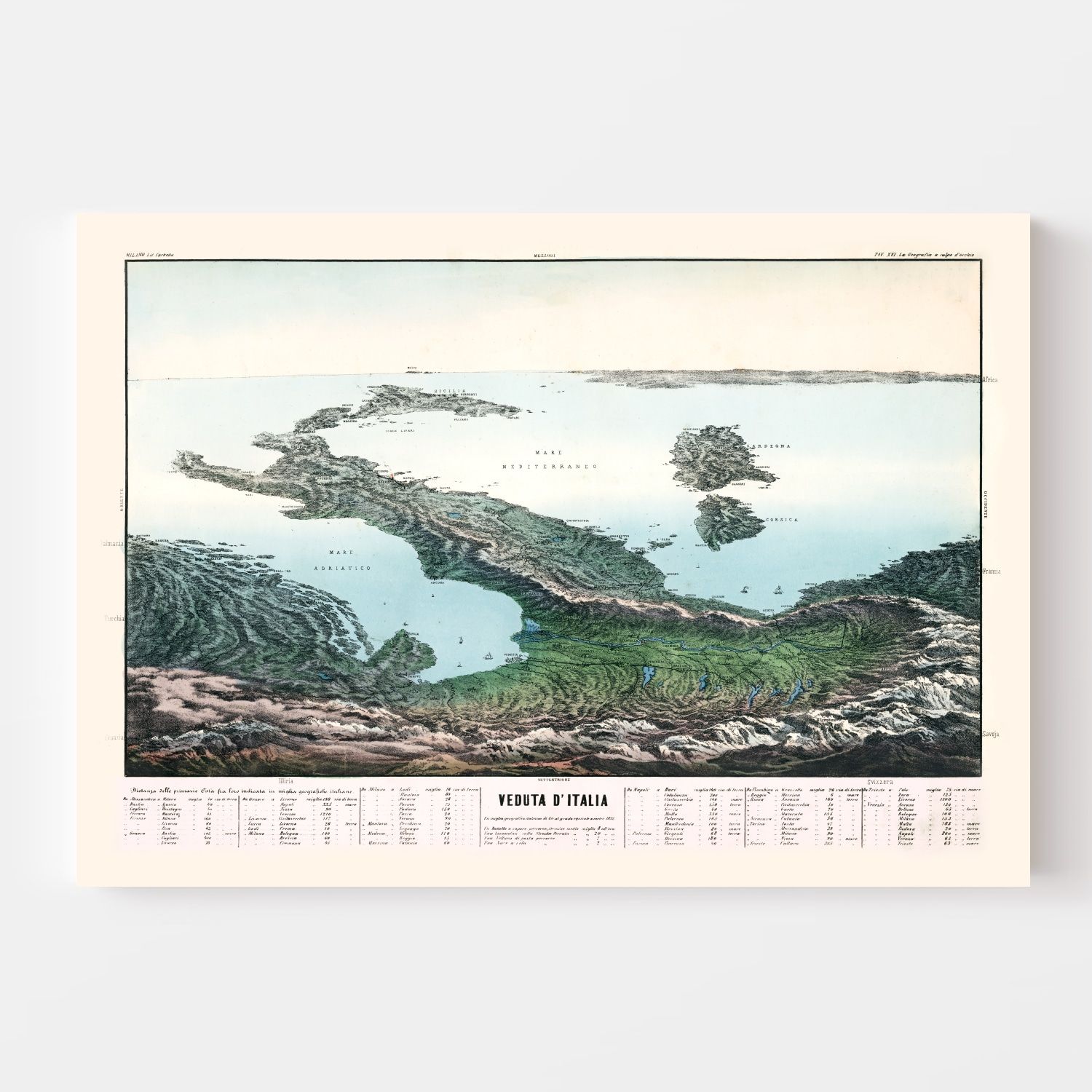 Vintage Map of Italy 1853