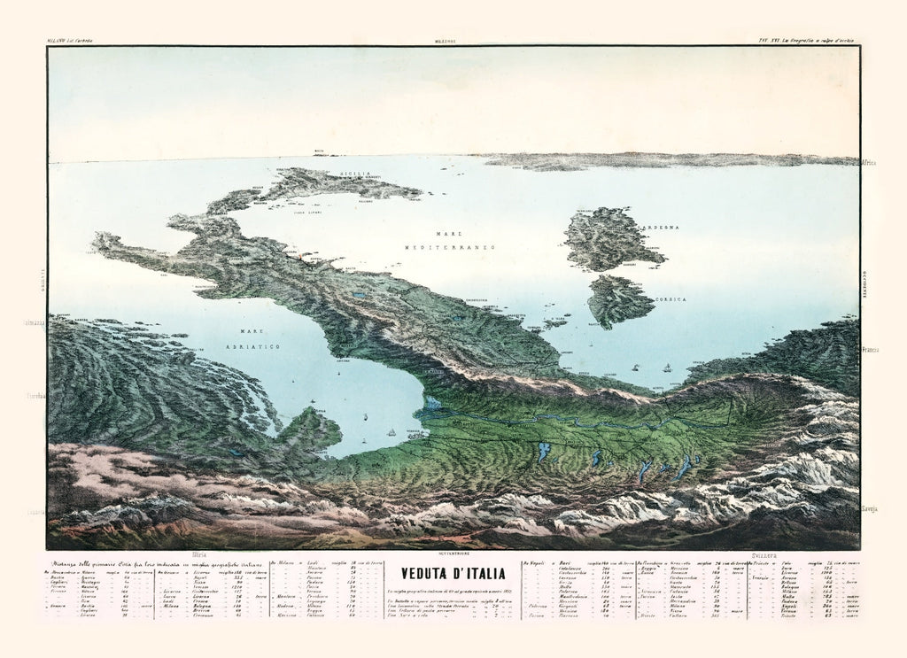 Vintage Map of Italy 1853