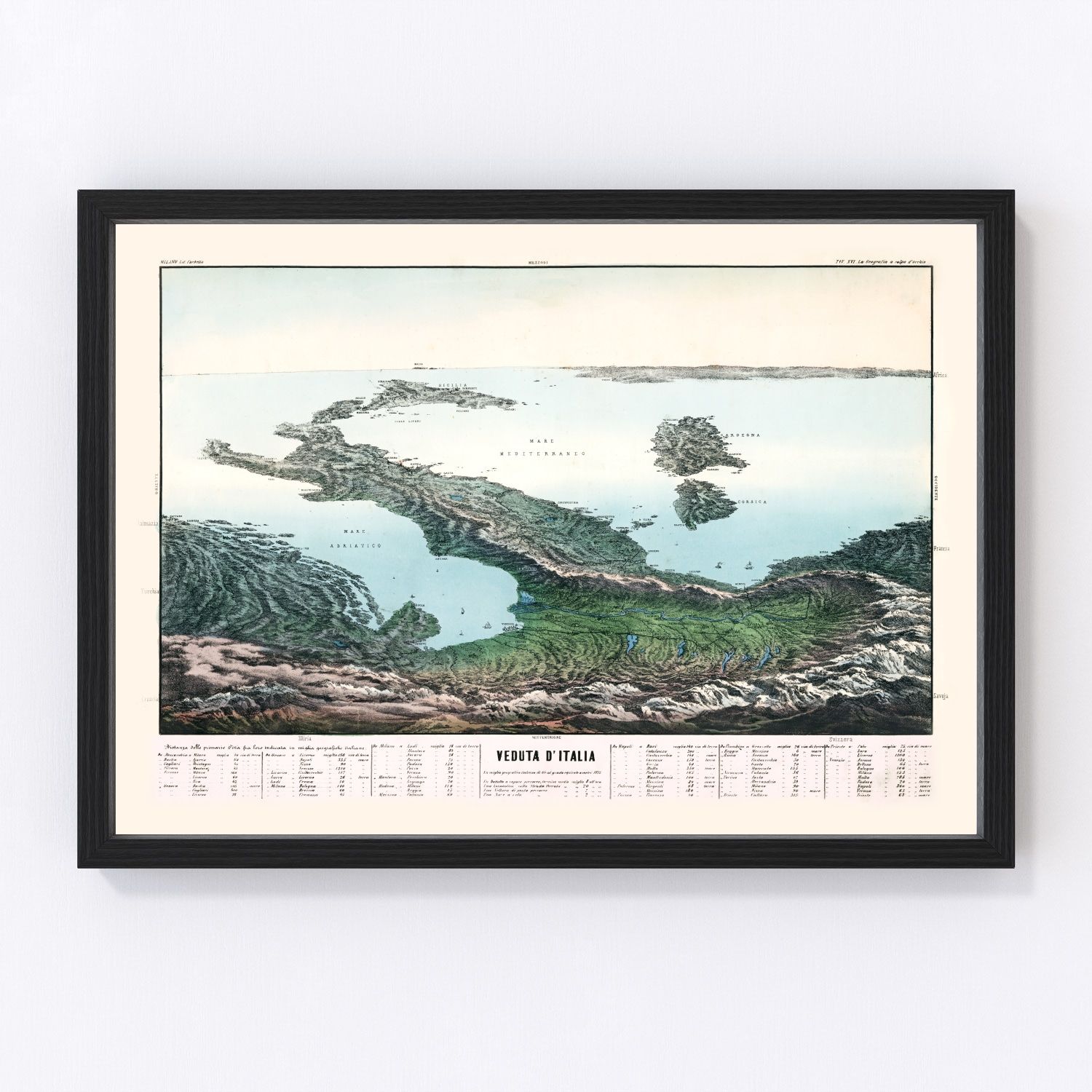 Vintage Map of Italy 1853
