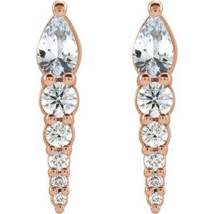 14K Rose Gold Natural White Sapphire & 1/4 CTW Natural Diamond Earrings