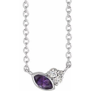 Platinum Lab-Grown Alexandrite & .03 CTW Natural Diamond 18" Necklace