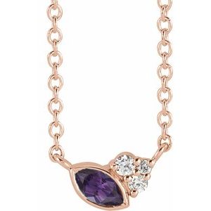 14K Rose Gold Lab-Grown Alexandrite & .03 CTW Natural Diamond 18" Necklace