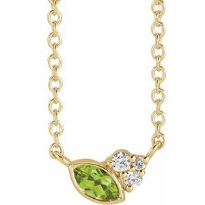 14K Yellow Gold Natural Peridot & .03 CTW Natural Diamond 18" Necklace