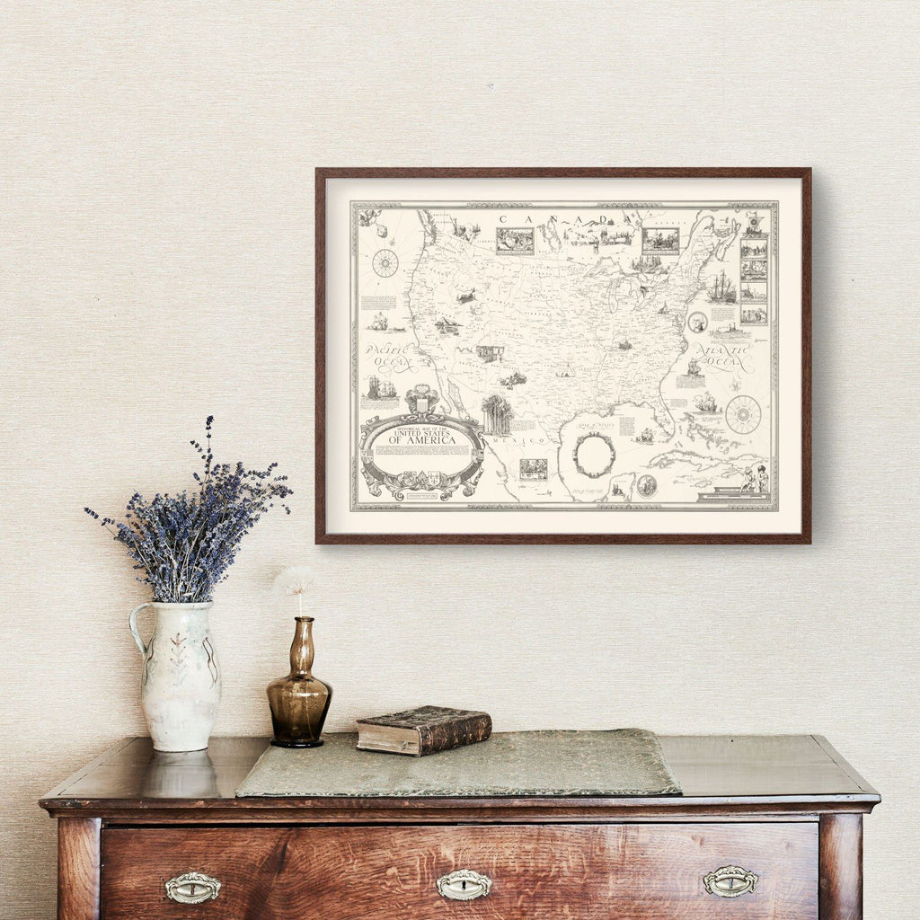 Vintage Map of United States 1926
