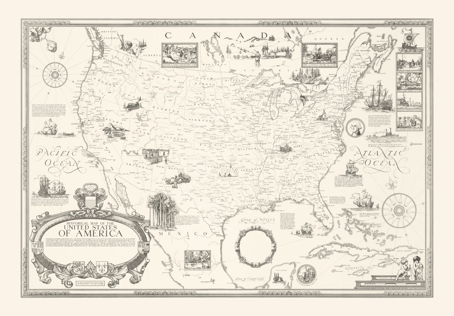 Vintage Map of United States 1926