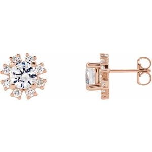 14K Rose Gold Natural White Sapphire & 1/2 CTW Natural Diamond Earrings