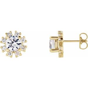 14K Yellow Gold Natural White Sapphire & 1/2 CTW Natural Diamond Earrings