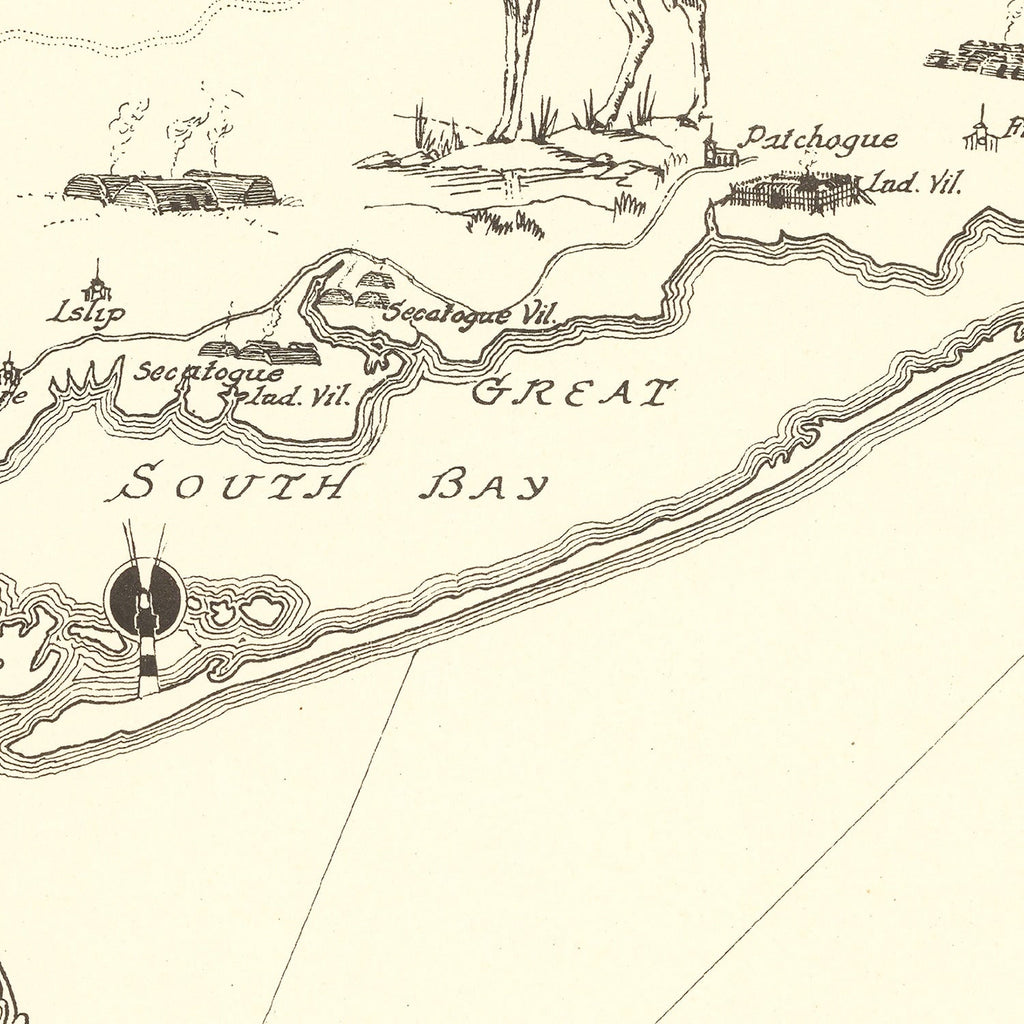 Vintage Map of Long Island, New York 1925