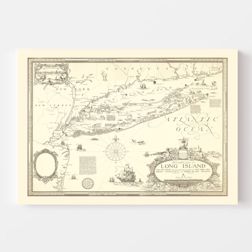 Vintage Map of Long Island, New York 1925