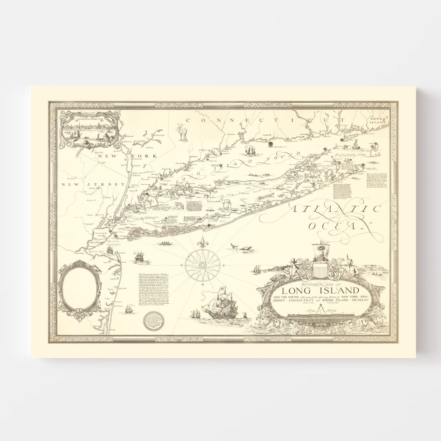 Vintage Map of Long Island, New York 1925