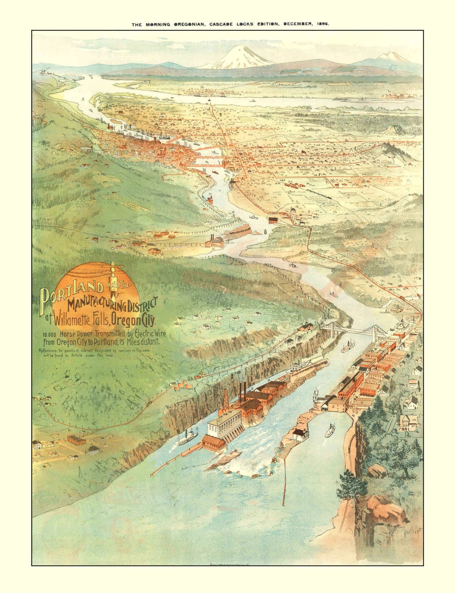 Vintage Map of Portland, Oregon 1896