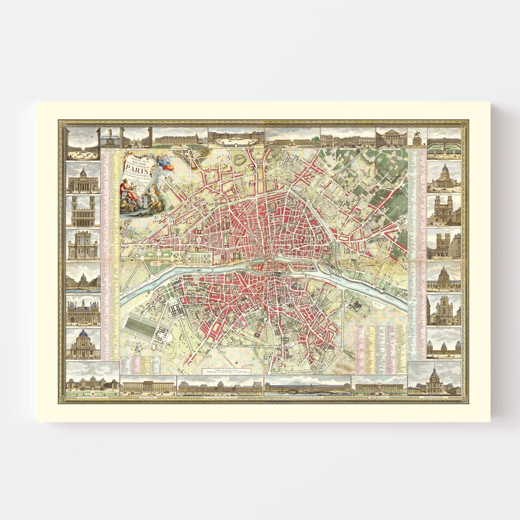Vintage Map of Paris, France 1784