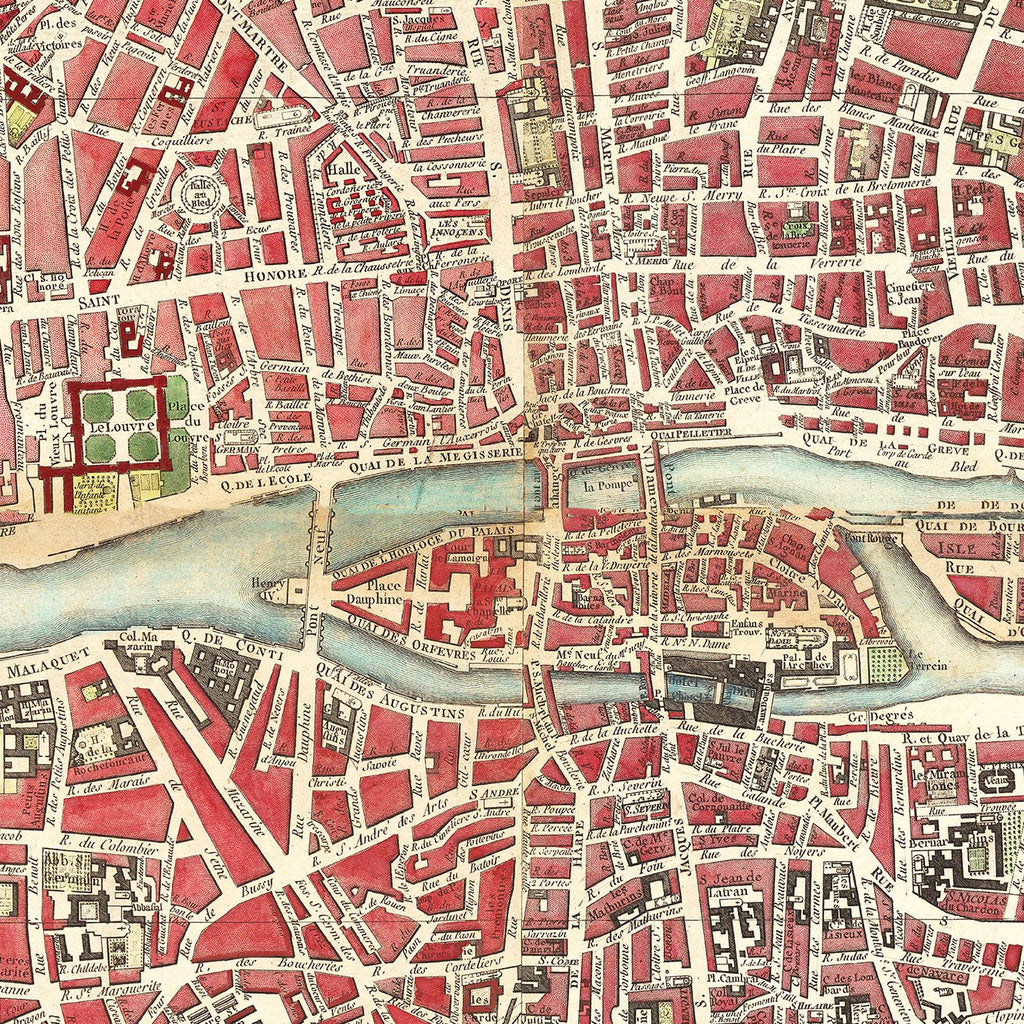 Vintage Map of Paris, France 1784