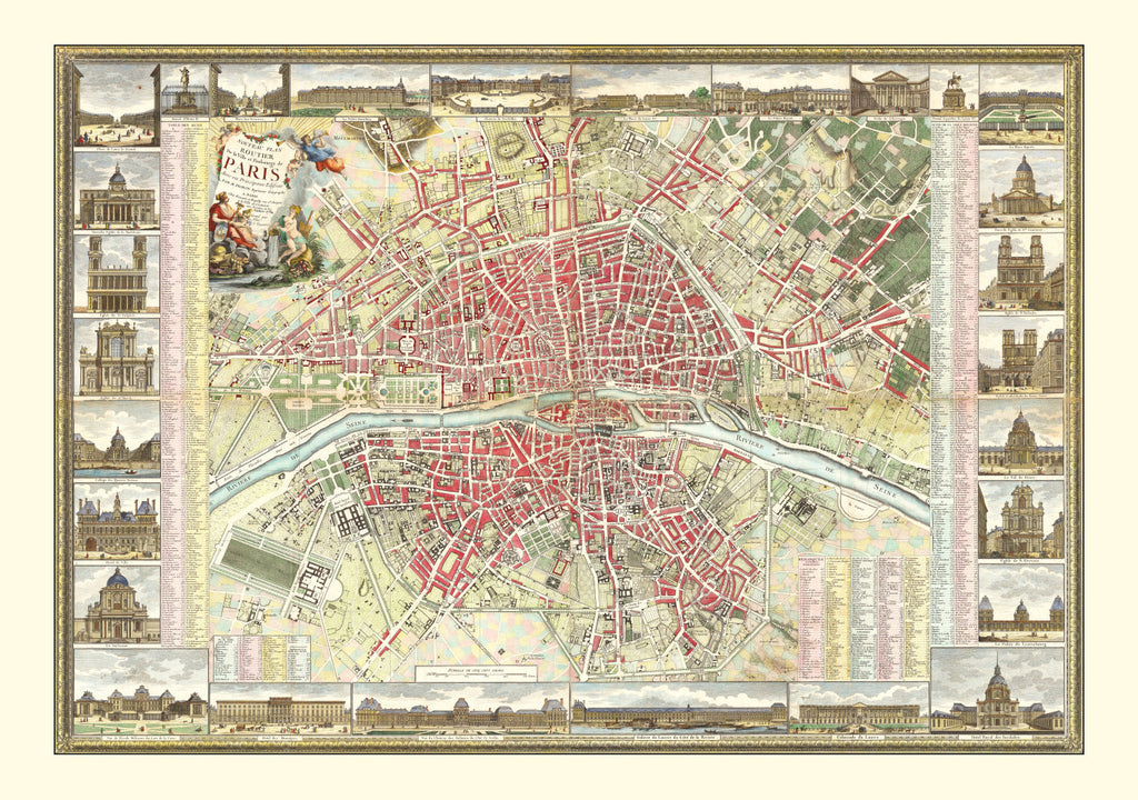 Vintage Map of Paris, France 1784