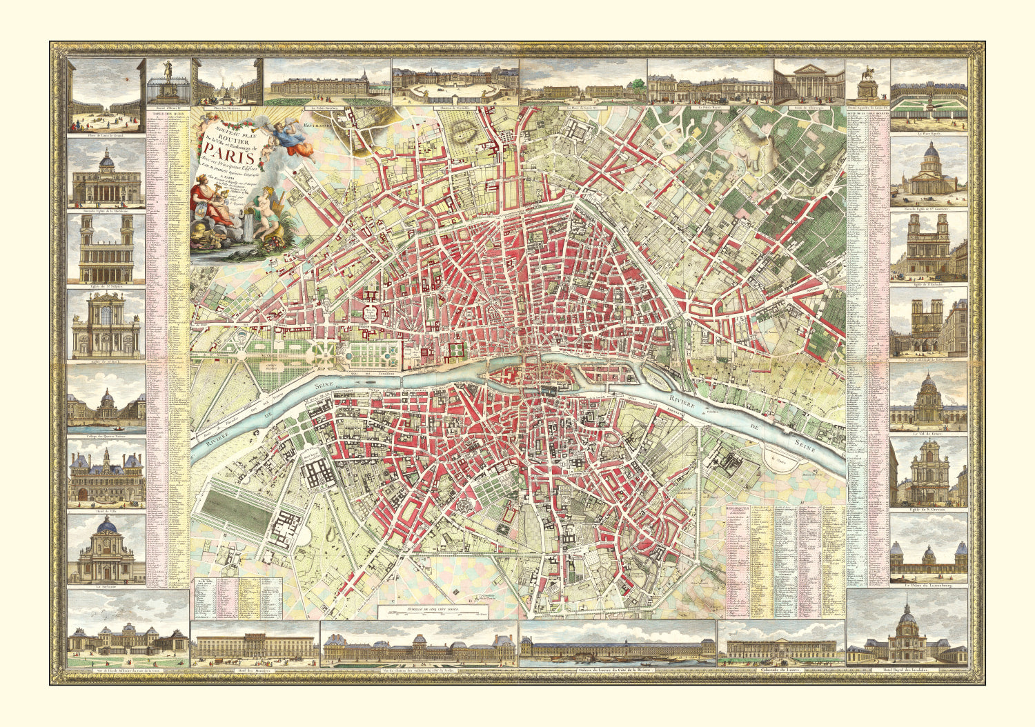Vintage Map of Paris, France 1784