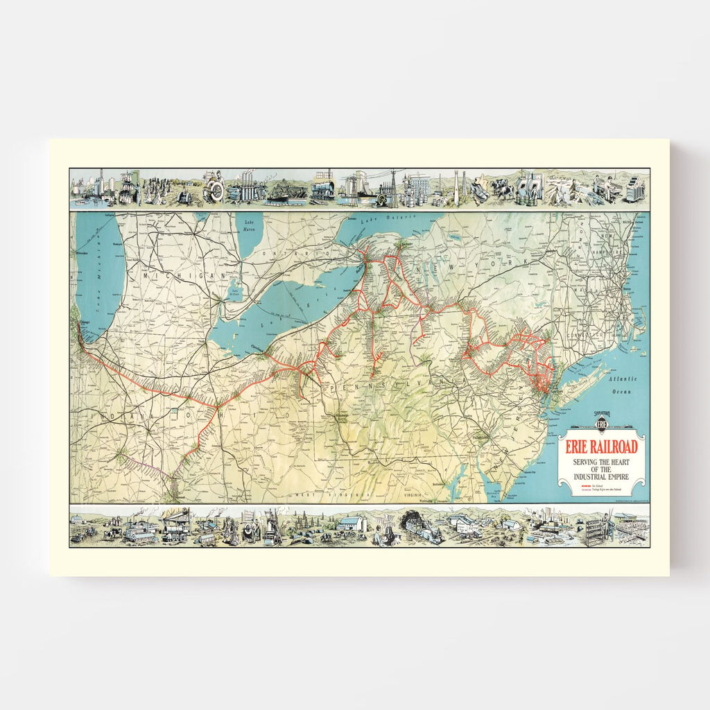 Vintage Erie Railroad Map 1927