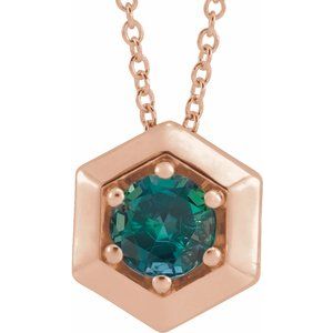 14K Rose Gold Lab-Grown Alexandrite Geometric 16-18" Necklace