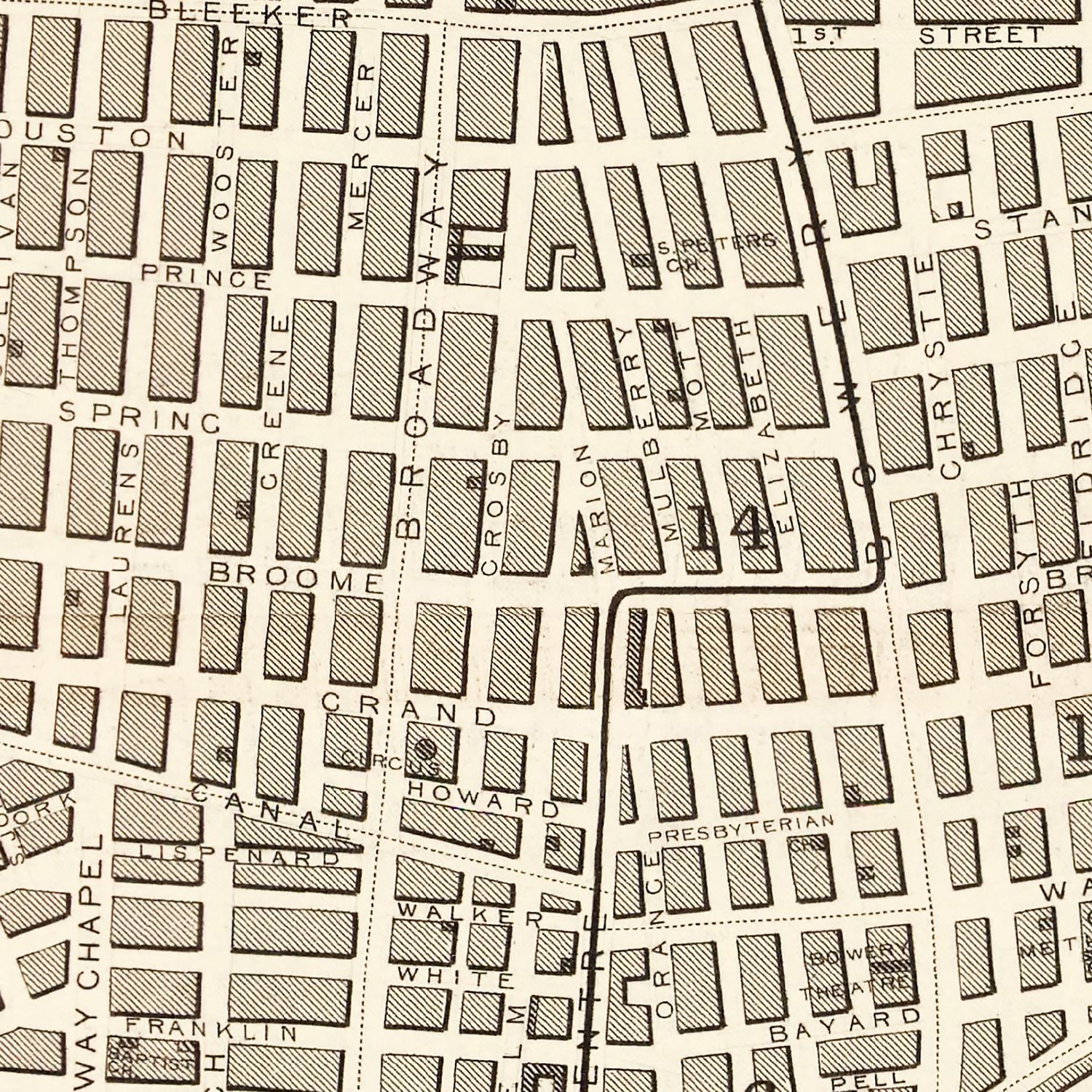 Vintage Map of New York City, New York 1851