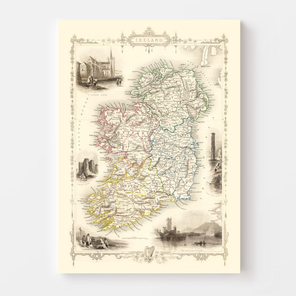 Vintage Map of Ireland 1851