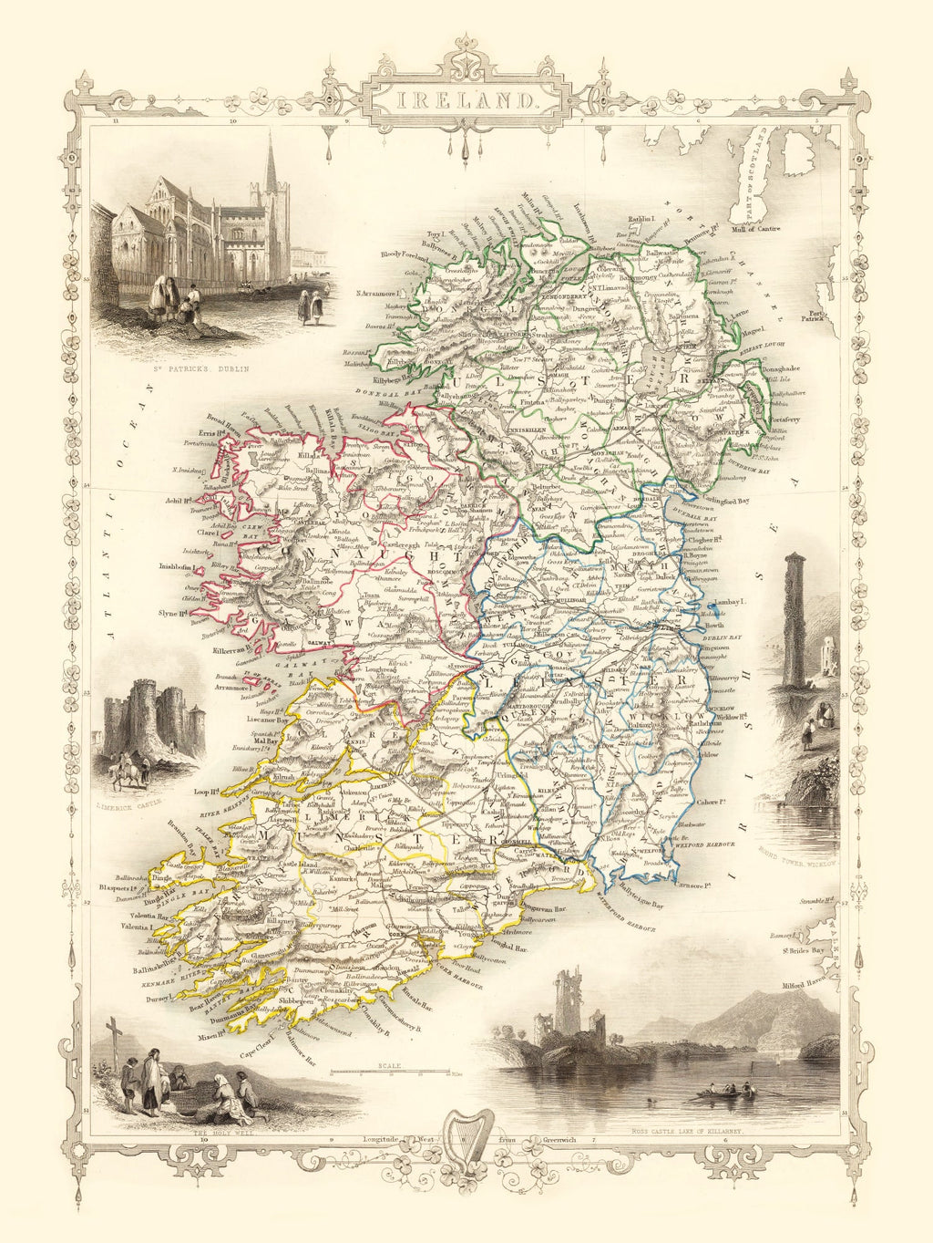 Vintage Map of Ireland 1851