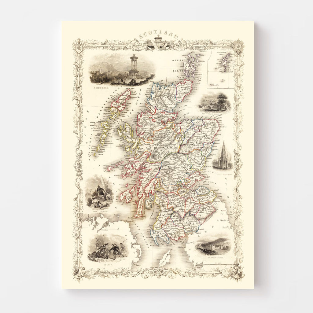 Vintage Map of Scotland 1851