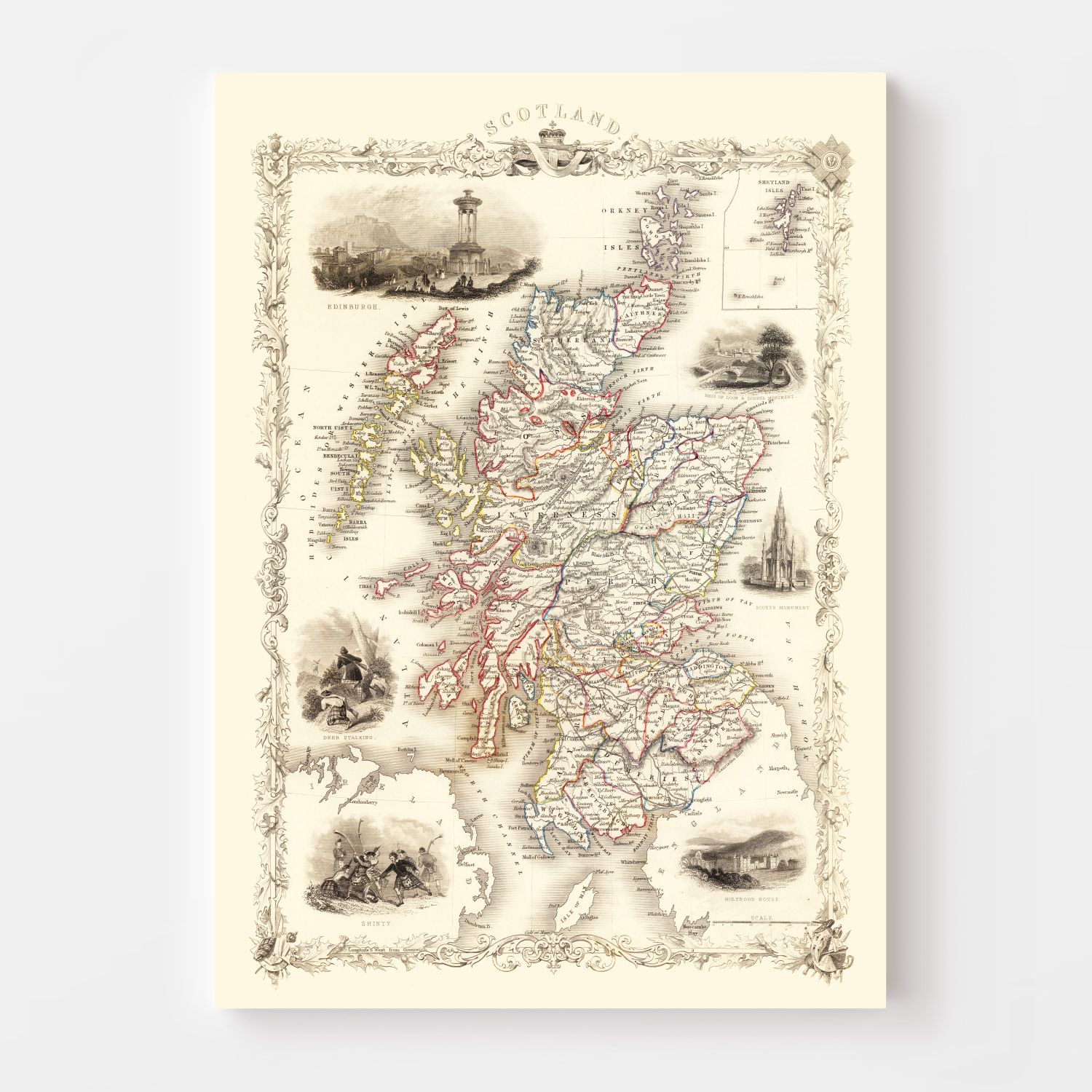Vintage Map of Scotland 1851