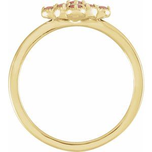 14K Yellow Gold Natural Pink Coral & .02 CTW Natural Diamond Ring