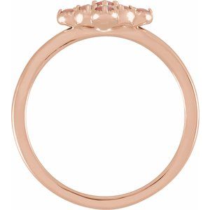 14K Rose Gold Natural Pink Coral & .02 CTW Natural Diamond Ring