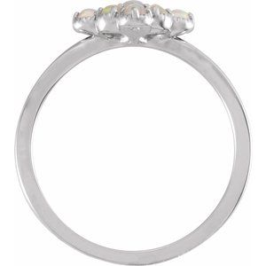 14K White Gold Natural White Ethiopian Opal & .02 CTW Natural Diamond Ring