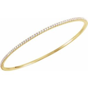 14K Yellow Gold 2 CTW Natural Diamond Stackable Bangle 8" Bracelet – image 2