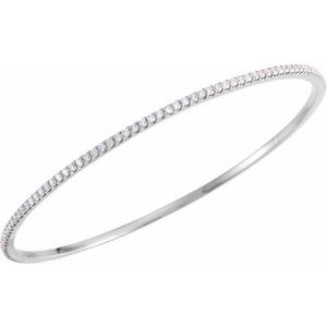 14K White Gold 2 CTW Lab-Grown Diamond Stackable Bangle 8" Bracelet – image 2
