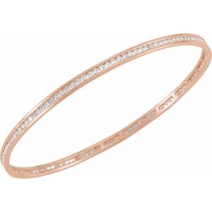 14K Rose Gold 1 1/2 CTW Natural Diamond Stackable Bangle 8" Bracelet – image 3