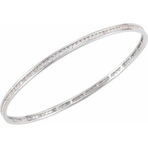 14K White Gold 2 1/4 CTW Natural Diamond Stackable Bangle 8" Bracelet – image 3