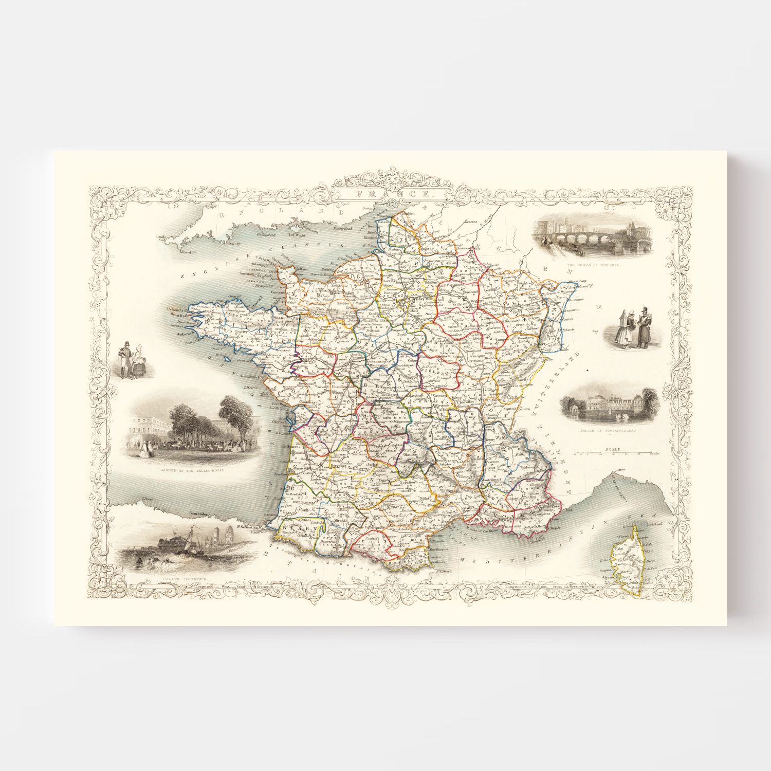 Vintage Map of France 1851
