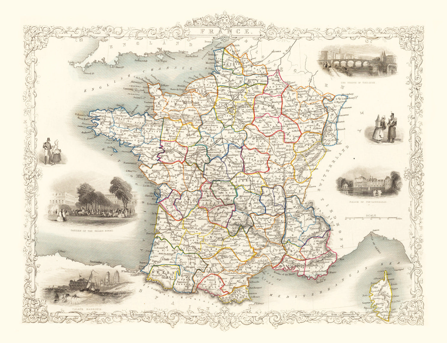 Vintage Map of France 1851